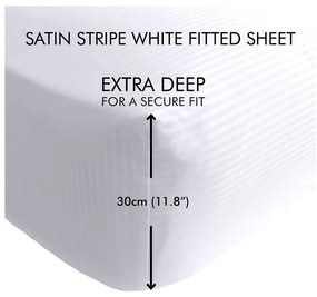 Białe prześcieradło elastyczne 90x190 cm Satin Stripe – Catherine Lansfield