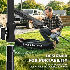 Outsunny Prostokątny parasol balkonowy z 3-stopniowym nachyleniem, korbowy parasol plażowy z 8 rozpórkami, 183x122x222 cm, ciemnoszary | Aosom PL