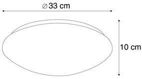 Lampa sufitowa biała 33 cm z wbudowanym LED i ściemniaczem z pilotem - Iene Nowoczesny Oswietlenie wewnetrzne