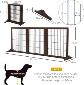 PawHut Barierka Ochronna dla Zwierząt Domowych Drewniana Bramka dla Psów Sosnowa Brązowa | Aosom PL