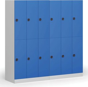 Szafka skrytkowa S1, 6 schowków, 1850 x 900 x 500 mm, zamek kodowy, drzwi czerwone