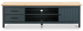 Ciemnoniebieska szafka pod TV z litego drewna sosnowego 158x47 cm Miranda – Marckeric