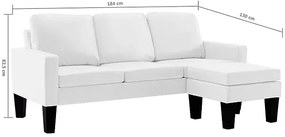 3-osobowa biała sofa z ekoskóry z podnóżkiem - Lencor 4Q