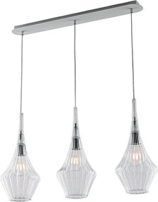 Szyna żelazna Zeus z przezroczystym szkłem Pyrex 3 światła dł. 75 x 10 BL270-BIN3-TR