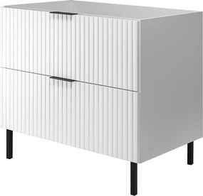 Szafka pod umywalkę, biały + czarny uchwyt, 80 x 77 x 46 cm, nogi czarne, bez blatu