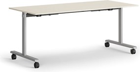 Mobilny stół MATCH, 180x80 cm, szara podstawa, brzoza