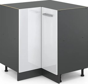 Szafka narożna biały wysoki połysk 75.6x46x81.6 r-line