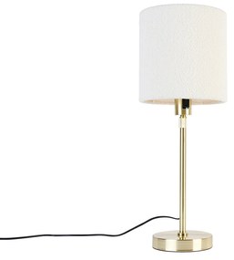 Złota regulowana lampa stołowa z białym abażurem z boucle 20 cm - ParteDesignerski Oswietlenie wewnetrzne