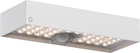 Lampa ścienna zewnętrzna biała ze światłem przyciemnianym i czujnikiem na panelach słonecznych - Kayo