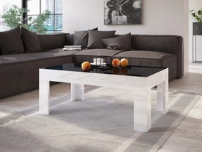 Ława do salonu w wysokim połysku Simple 100x60 z czarnym blatem i białymi nogami