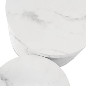 Zestaw Stolików Kawowych LEILA 38 cm/48 cm Biały Marmur Nowoczesny Glamour