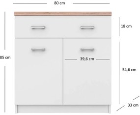 Komoda Dwudrzwiowa z Szufladą do Salonu ELEGO 80 cm Biała Nowoczesna