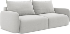 Jasnoszara aksamitna rozkładana/ze schowkiem sofa 238 cm Kalena – Makamii