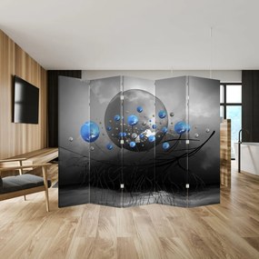Parawan - Niebieska abstrakcyjna kula (210x170 cm)