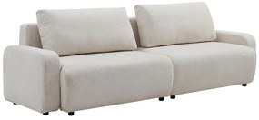 Kanapa 4-osobowa rozkładana z beżowej tkaniny szenilowej YOKIRA