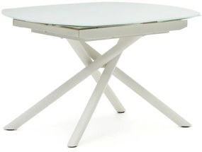 Biały rozkładany stół ze szklanym blatem 100x130 cm Yodalia – Kave Home