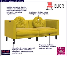 Aksamitna żółta sofa do salonu - Erim 4X