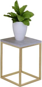 Minimalistyczny kwietnik z metalowym stelażem złoty + beton P2-W45