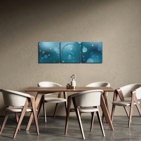 Obraz kropelek (z zegarem) (90x30 cm)