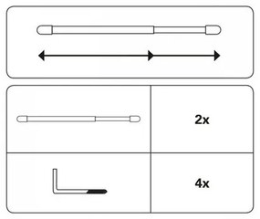 Pręt do zazdrostek płaski 11 mm biały, 30 - 40 cm, 30 - 40 cm