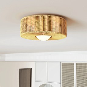 HOMCOM Lampa sufitowa, wisząca lampa boho z oprawką G9 LED, abażur ze sznurka konopnego okrągły