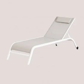 Leżak Z Regulowanym Oparciem Z Poduszką Therys Piaskowy Szary - Sklum