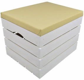 Pufa kufer skrzynia drewniana sosnowa siedzisko 50cm malowana biała
