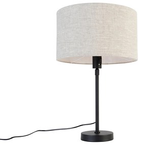 Lampa stołowa czarna regulowana z kloszem jasnoszarym 35 cm - ParteDesignerski Oswietlenie wewnetrzne