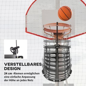 SPORTNOW Rebounder do koszykówki, regulowana wysokość, obrót 360°, Plastik, 35,6Dł x 35,6S x 75,5W cm, Czarny