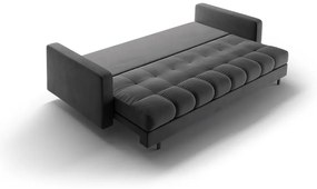 Ciemnoszara aksamitna rozkładana sofa ze schowkiem 222 cm Bali – Cosmopolitan Design