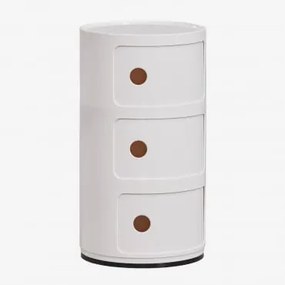 Zestaw 2 Okrągłych Stolików Nocnych Z Półkami Babel Distressed White & 3 Szuflady - Sklum