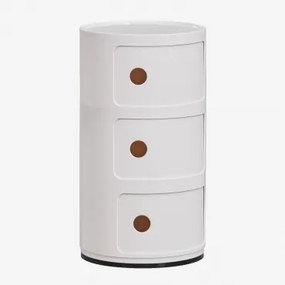 Zestaw 2 Stolików Nocnych Ø30 Cm Z Półkami Babel Distressed White & 3 Szuflady - Sklum
