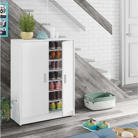 Szafka na buty Basic z 2 drzwiami i 6 półkami - Biały - L101 cm