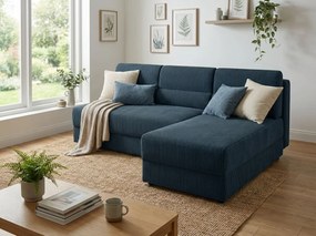 Rozkładana dwustronna sofa narożna L TAVERO 201x140 cm, ciemnoniebieska
