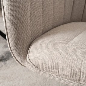 Krzesło Tapicerowane Obrotowe do Salonu MUMBAI Kremowe Nowoczesne