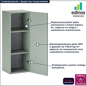 Zielony wiszący półsłupek łazienkowy - Verdessa 4X