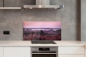 Szkło do Kuchni na Ścianę Wrzosy w Pełnym Rozkwicie