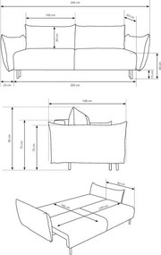 Masseno Sofa UNO z funkcją spania i pojemnikiem na pościel, Rozkładana sofa - Zielony, OVER THE HORIZON 38