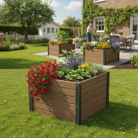 Podwyższona grządka BASE PLANT, 61x61x46cm, naturalny brązowy Prosperplast