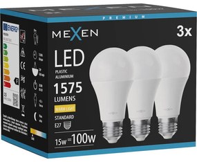 Mexen Nova 3x żarówka LED E27, A60, 15W, Ciepła - 3000K, 1575 lm - L100-E27-1530-01x03
