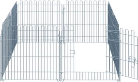 PawHut Płotek Kojec dla Szczeniąt 8 Części 63x60cm Srebrny | Aosom PL