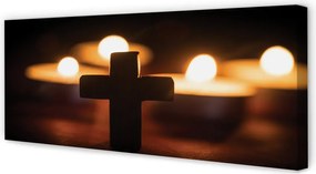 Duży obraz na płótnie Krzyż i Świeczki