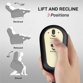 HOMCOM Fotel z Powerlift, Masujący z Funkcją Ciepła, Fotel z Podnóżkiem i Boczną Kieszenią, Obicie z Tkaniny, Ciemnoszary