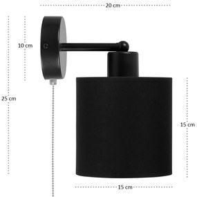 Czarny kinkiet LED z włącznikiem z czarnym abażurem SHWD-C-1010SC-SC j