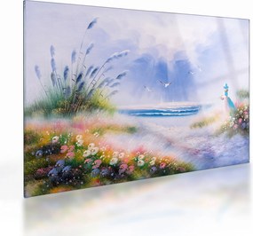 Obraz na szkle - Romantyczna plaża, obraz olejny (70x50 cm)