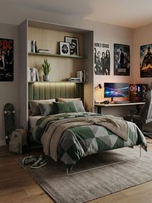 Półkotapczan pionowy z materacem 120x200 kaszmir + zielony A0-G62