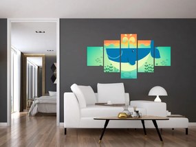 Obraz - Wesoły wieloryb w morzu (125x70 cm)