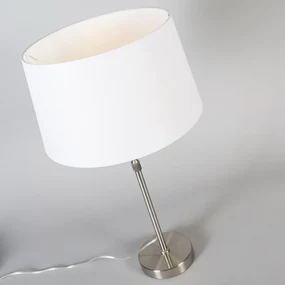 Lampa stołowa regulowana stal klosz biały 35cm - Parte Nowoczesny Oswietlenie wewnetrzne