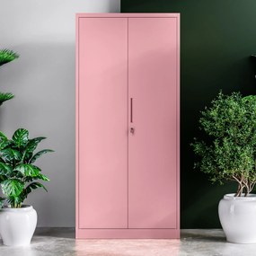 Szafa na dokumenty biurowa metalowa pudrowy róż: Fresh Style JAN H, 900 x 1950 x 400 mm