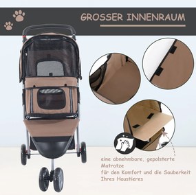 Outsunny Wózek dla Psa Składany Wygodny Brązowy Srebrny do 15kg | Aosom PL